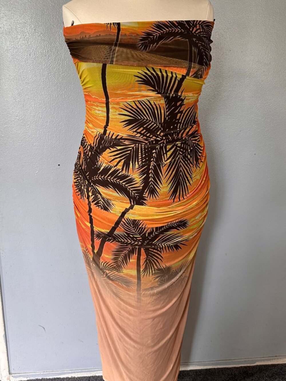 AFRM  marlo strapless mesh maxi dress